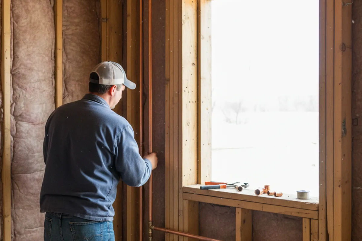 Licensed plumber running new copper supply lines in a Saint Joseph home