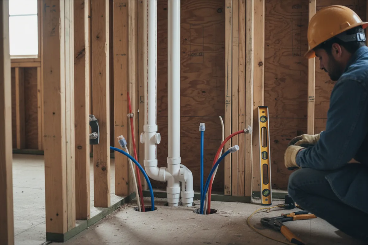 Drain and supply rough-in during Drain Cleaning in Saint Joseph